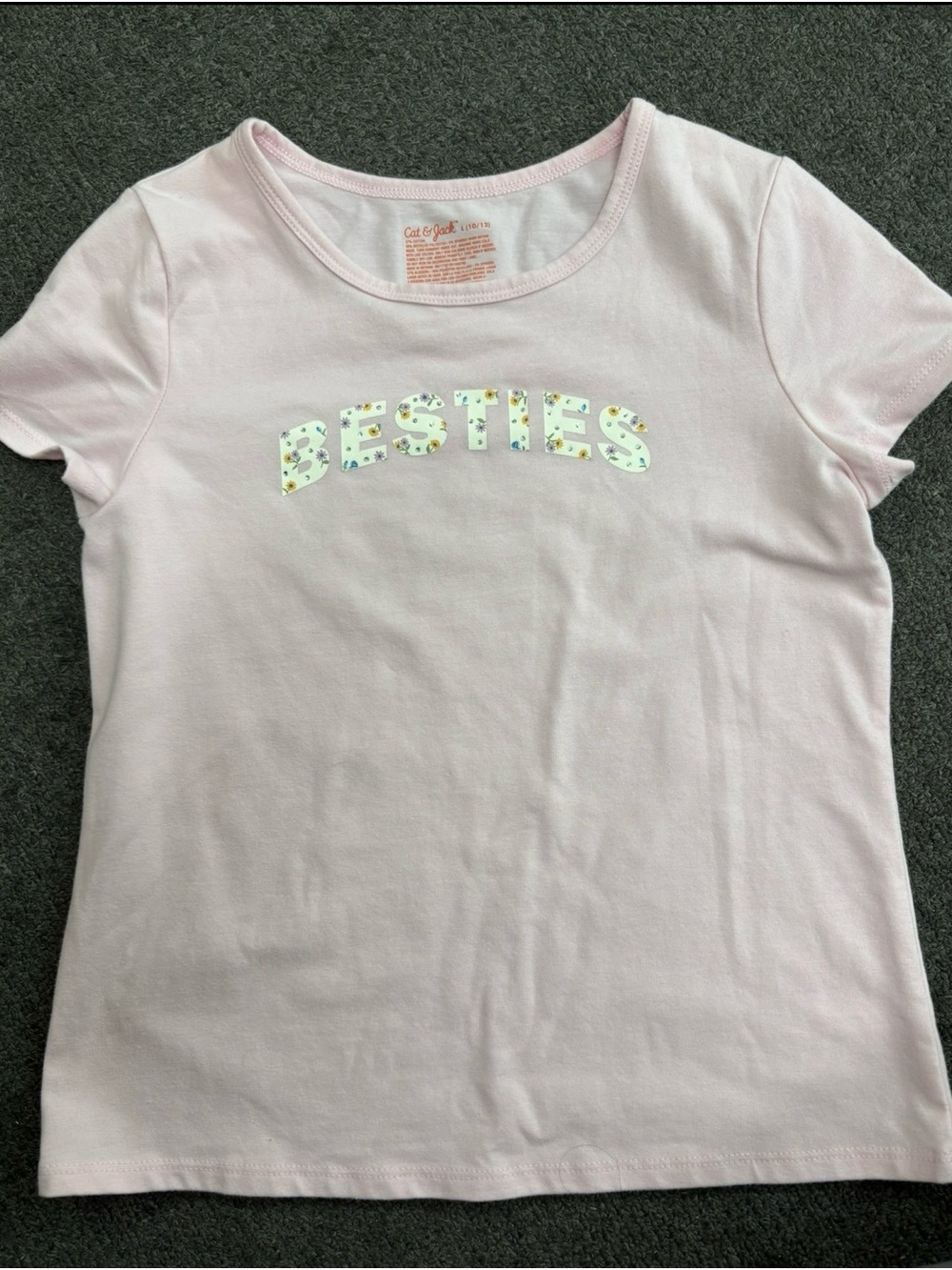 Cat & Jack Light Pink "BESTIES" Short Sleeve Tee
